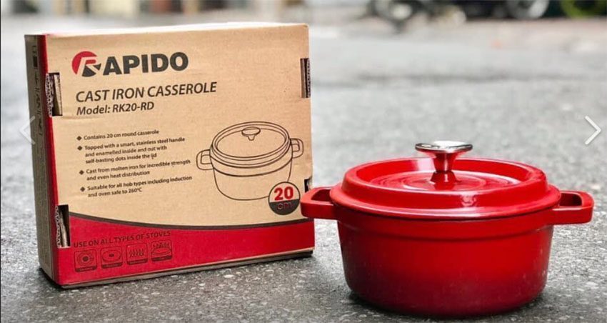 Nồi gang đúc 20cm Rapido RK20-RD - Hàng chính hãng