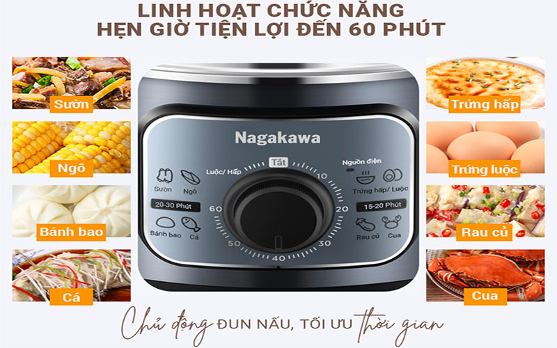 Nồi hấp điện đa năng Nagakawa NAG3310 - Hàng chính hãng