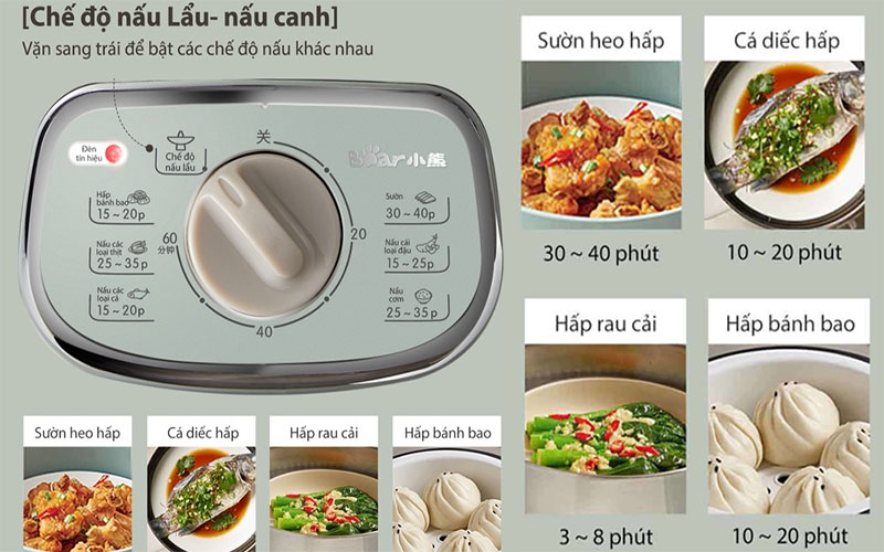 Nồi hấp và nấu lẩu điện đa năng Bear DZG-D80G5 - Hàng chính hãng