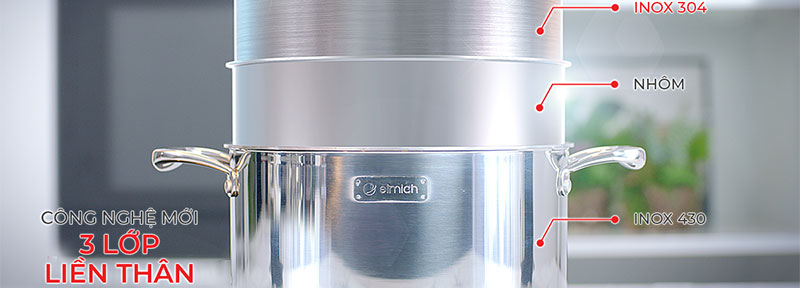 Nồi inox 3 lớp cao cấp đáy liền Elmich Trimax XS EL 3750 size 28cm - Hàng chính hãng
