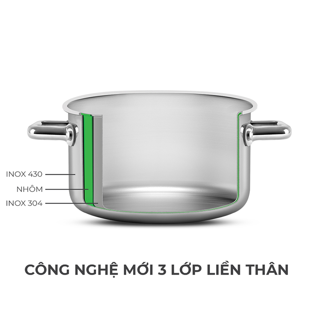 Nồi inox liền khối Elmich Trimax ECO EL-3992 size 18cm - Hàng chính hãng