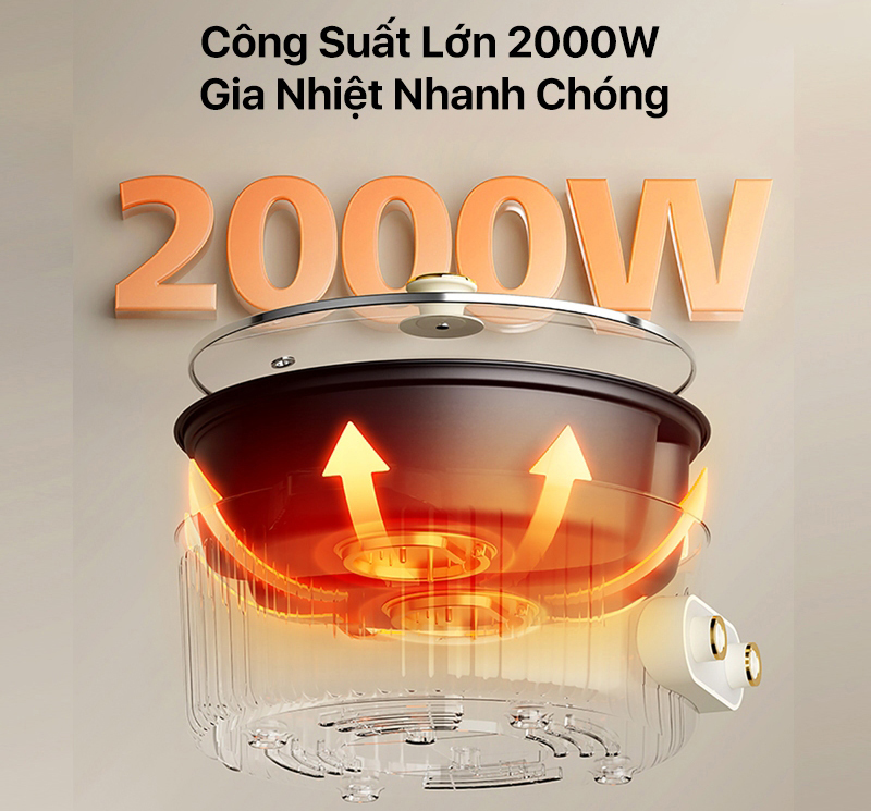 Nồi lẩu điện 2 ngăn Deerma DG50W  - Hàng chính hãng