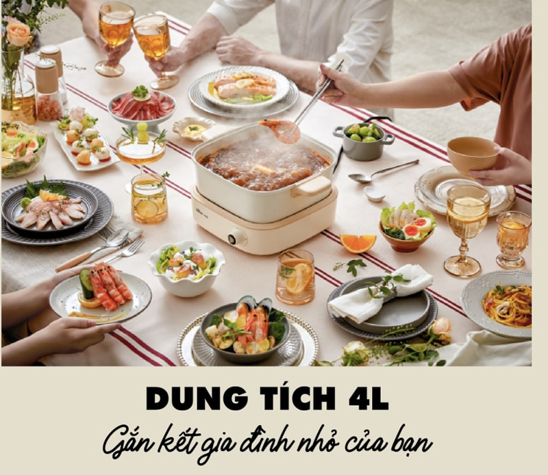 Nồi lẩu điện đa năng 7 in 1 Bear DHG-C40M1 - Hàng chính hãng