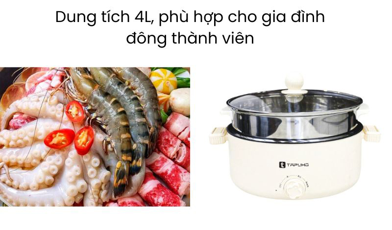 Nồi lẩu nướng hấp đa năng Tapuho TMP28 - Hàng chính hãng