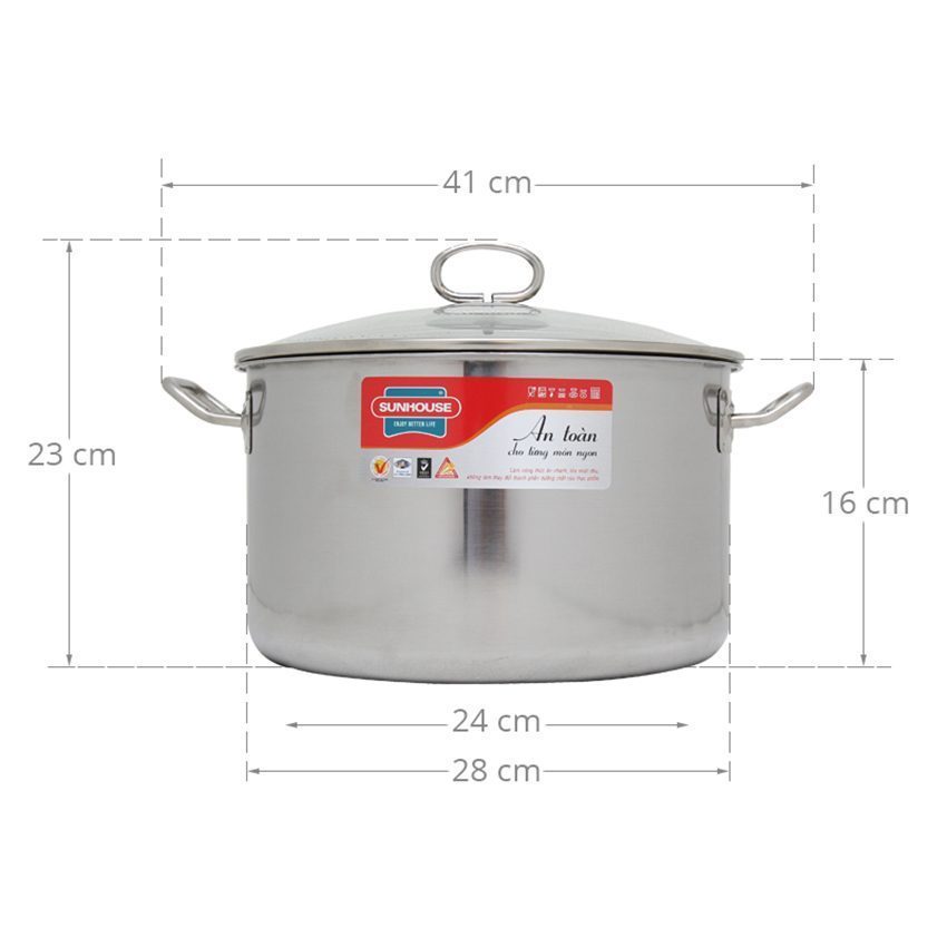 Nồi Inox Sunhouse SHG28S - Hàng chính hãng
