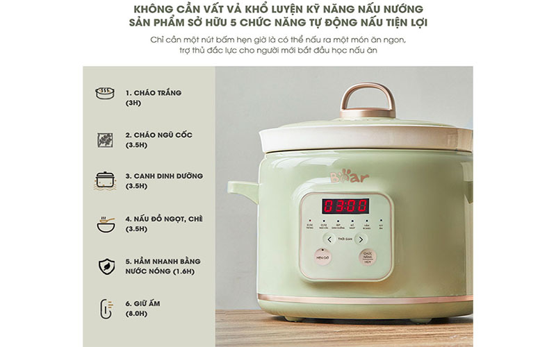 Nồi nấu chậm Bear SB-NNC20 - Hàng chính hãng