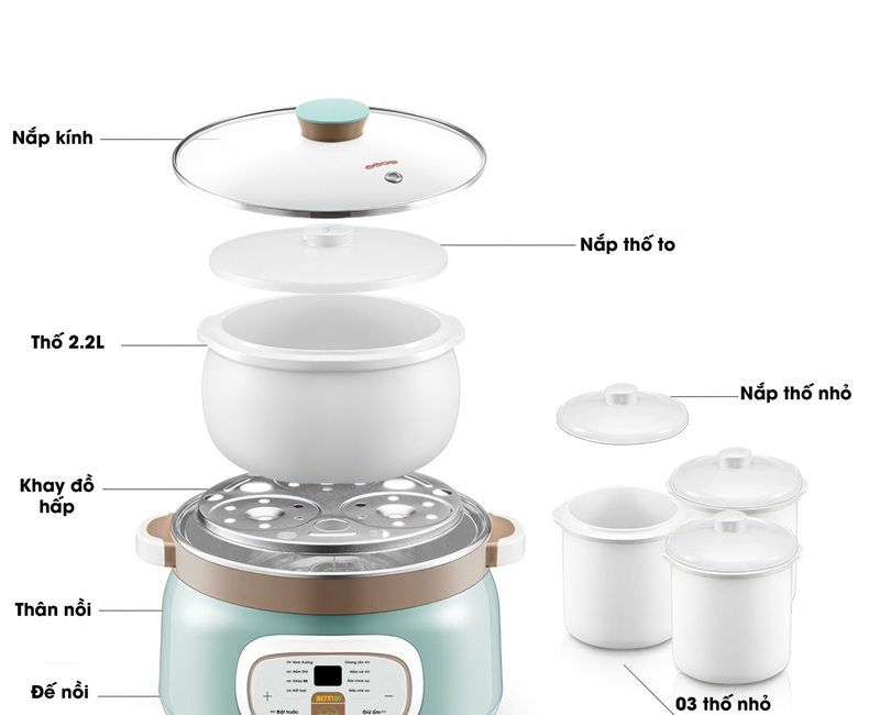 Nồi nấu chậm đa năng Bennix BN-22CWG  - Hàng chính hãng