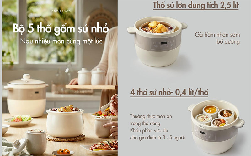 Nồi nấu chậm đa năng Bear DDZ-B25Q3 - Hàng chính hãng
