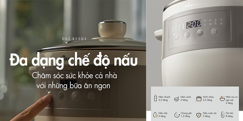 Nồi nấu chậm đa năng Bear DDZ-B25Q3 - Hàng chính hãng