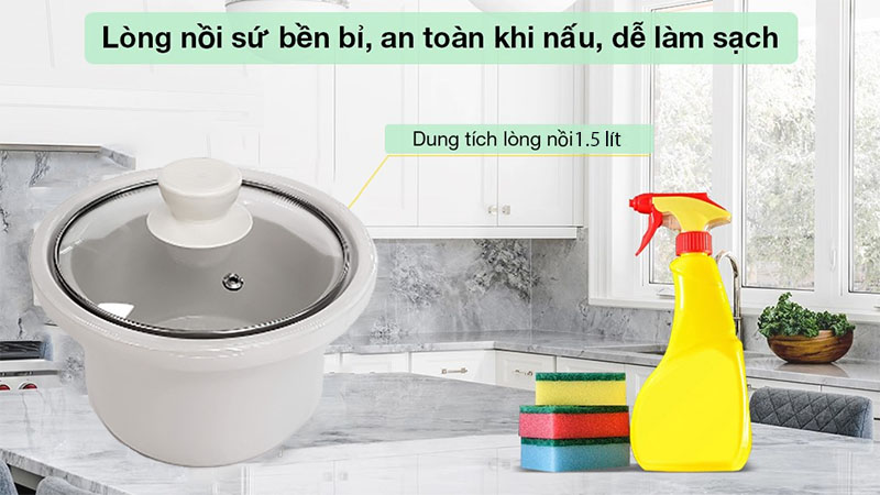 Nồi nấu chậm điện H.TECH HTSC-1.5S - Hàng chính hãng