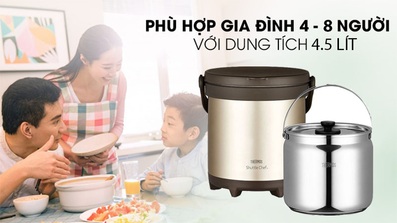 Nồi ủ giữ nhiệt Thermos TCRA-4500-GL - Hàng chính hãng