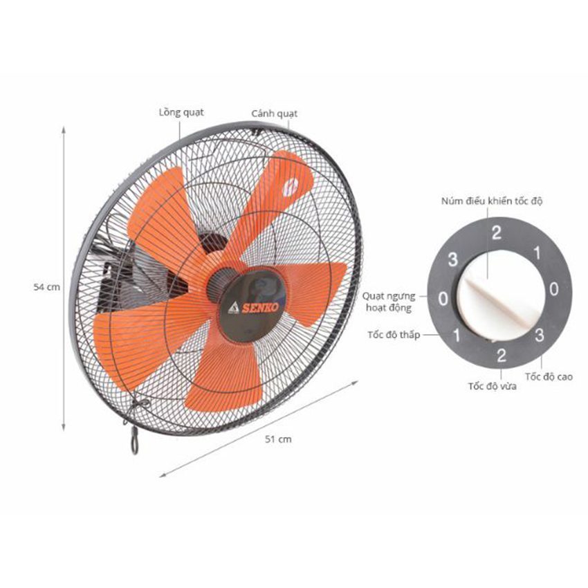 Quạt treo tường 2 dây CN Senko TC1886 - Hàng chính hãng