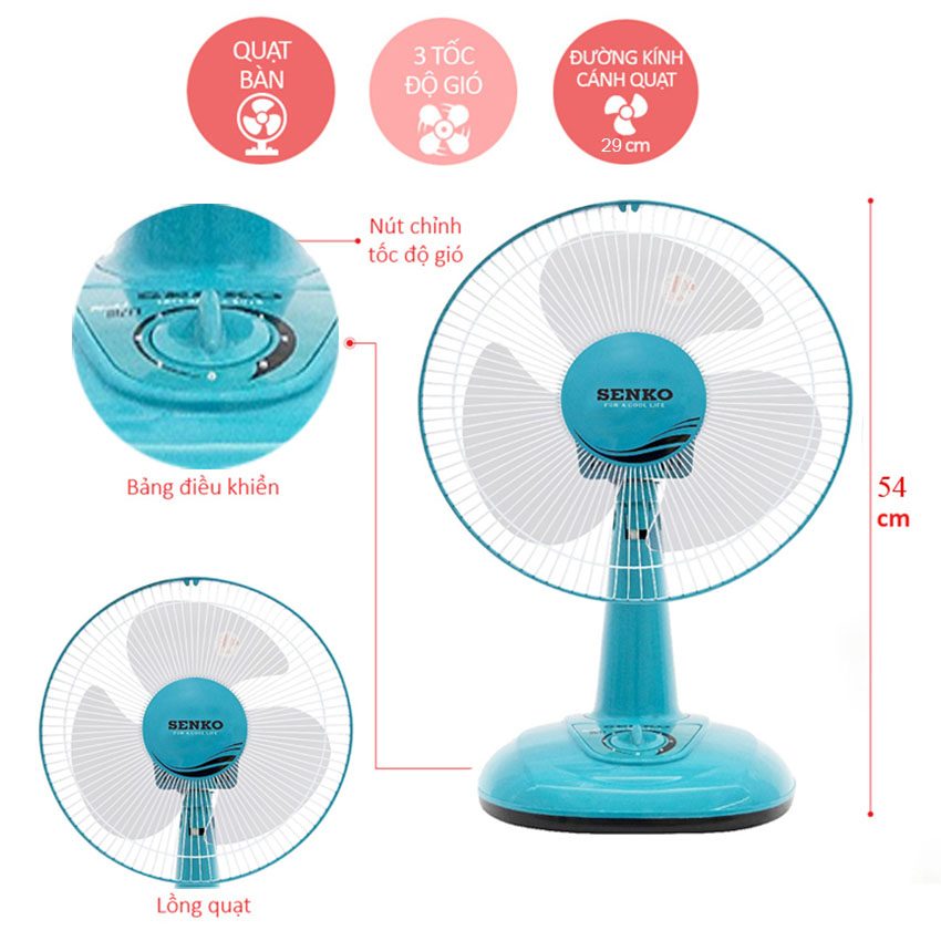 Quạt điện để bàn Senko B1213 - Hàng chính hãng