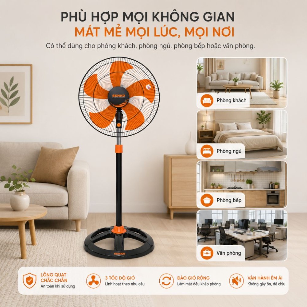 Quạt điện đứng Senko DCN1801-75W - Hàng chính hãng