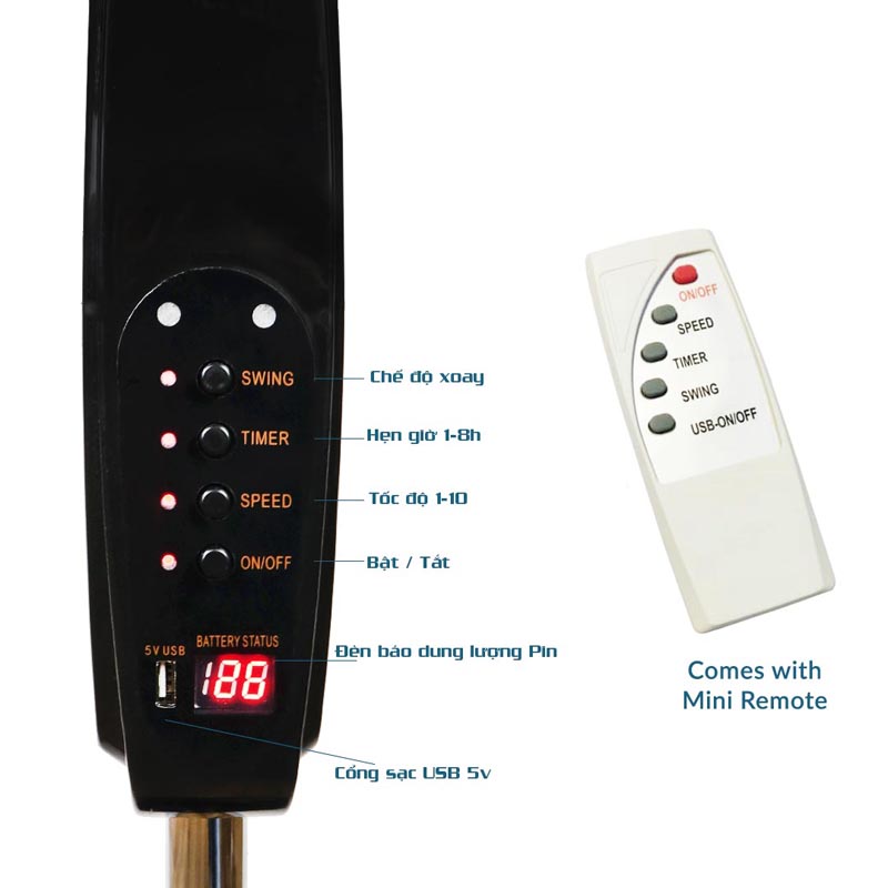 Quạt năng lượng mặt trời Jindian JD-S88 - Hàng chính hãng