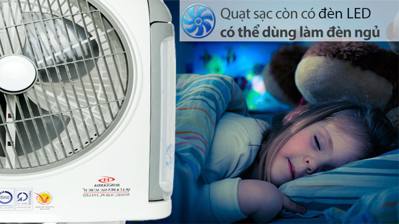 Quạt sạc tích điện Honjianda HJD-FL 213LED (2 Bình 6V-5Ah) - Hàng chính hãng