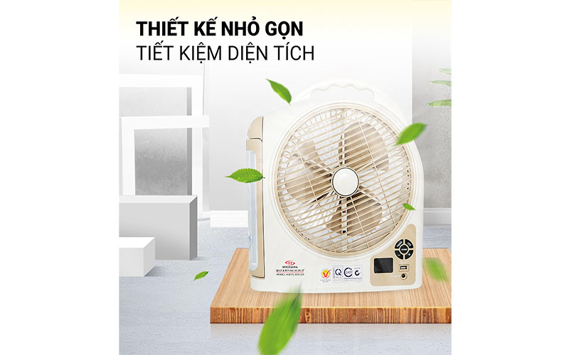 Quạt sạc tích điện Honjianda HJD-FL 223LED (1 Bình 6V5Ah) - Hàng chính hãng