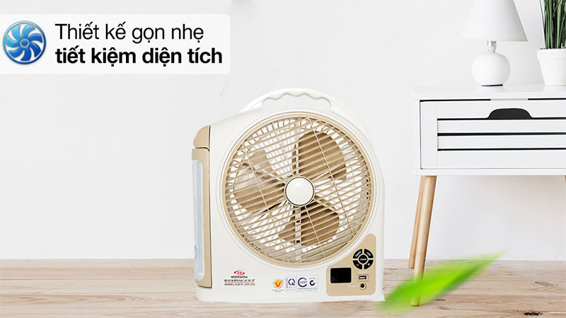 Quạt sạc tích điện Honjianda HJD-FL 223LED (2 Bình 6V5Ah) - Hàng chính hãng