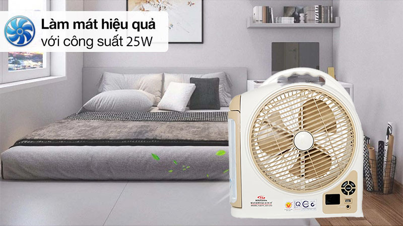 Quạt sạc tích điện Honjianda HJD-FL 223LED (2 Bình 6V5Ah) - Hàng chính hãng