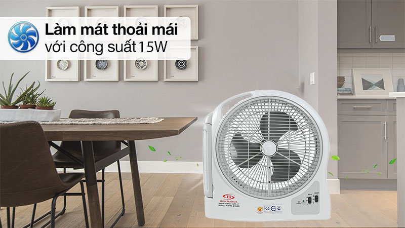 Quạt sạc tích điện Honjianda HJD-FL 313LED (1 Bình 6V5Ah) - Hàng chính hãng