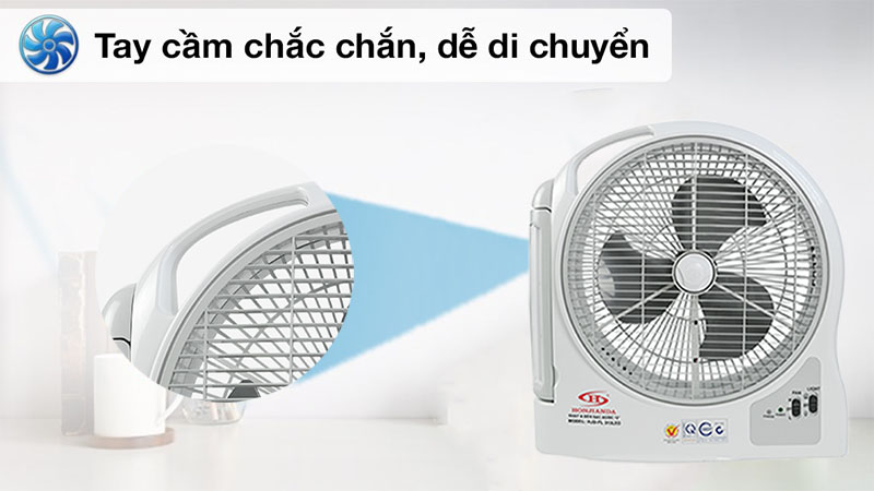 Quạt sạc tích điện Honjianda HJD-FL 313LED (1 Bình 6V5Ah) - Hàng chính hãng