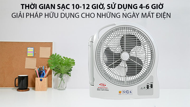 Quạt sạc tích điện Honjianda HJD-FL 313LED (1 Bình 6V5Ah) - Hàng chính hãng