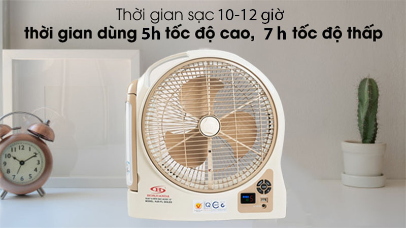 Quạt sạc tích điện Honjianda HJD-FL 323LED (1 Bình 6V5Ah) - Hàng chính hãng