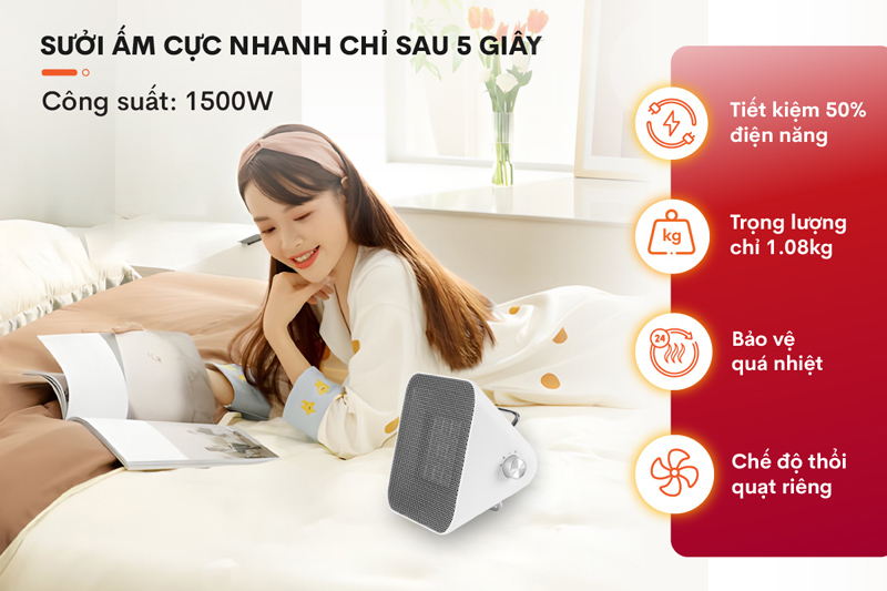 Quạt sưởi gốm để bàn Fujihome FH1100 - Hàng chính hãng