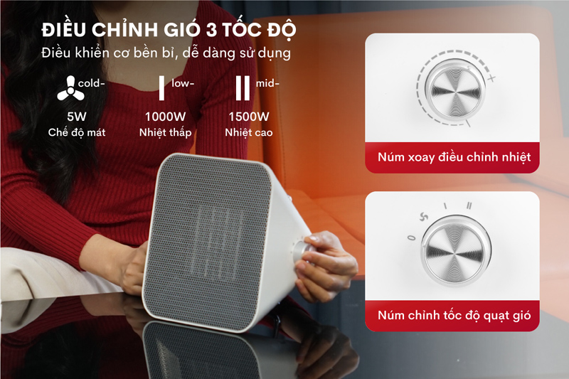 Quạt sưởi gốm để bàn Fujihome FH1100 - Hàng chính hãng