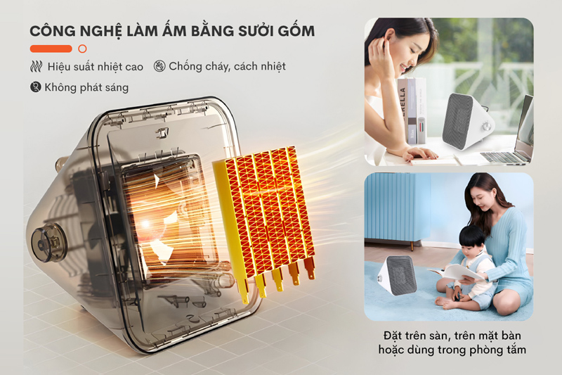 Quạt sưởi gốm để bàn Fujihome FH1100 - Hàng chính hãng