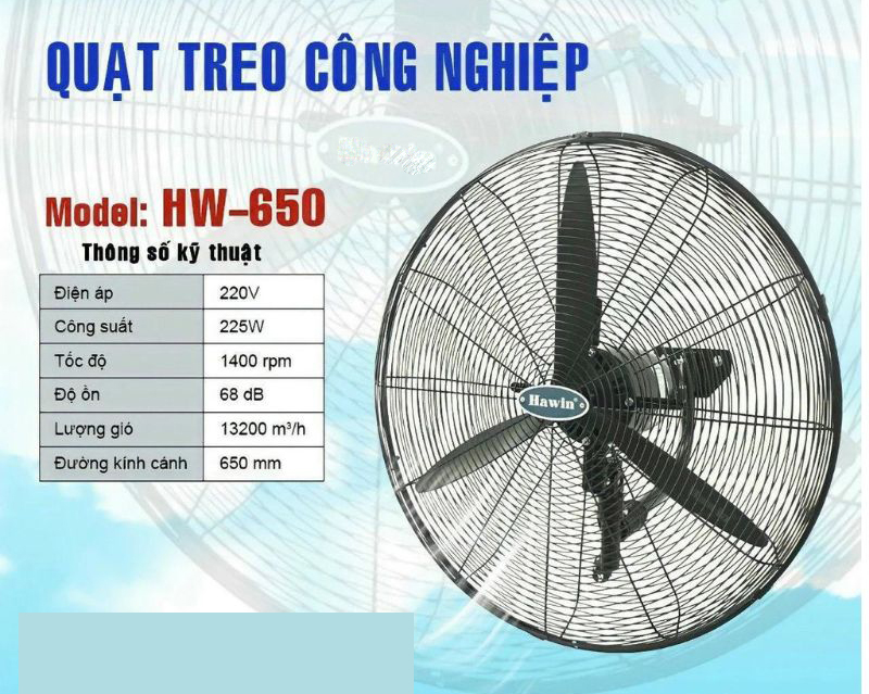 Quạt treo công nghiệp Hawin HW-650 - Hàng chính hãng