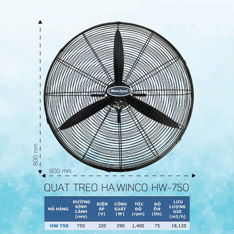 Quạt treo công nghiệp Hawin HW-750 - Hàng chính hãng