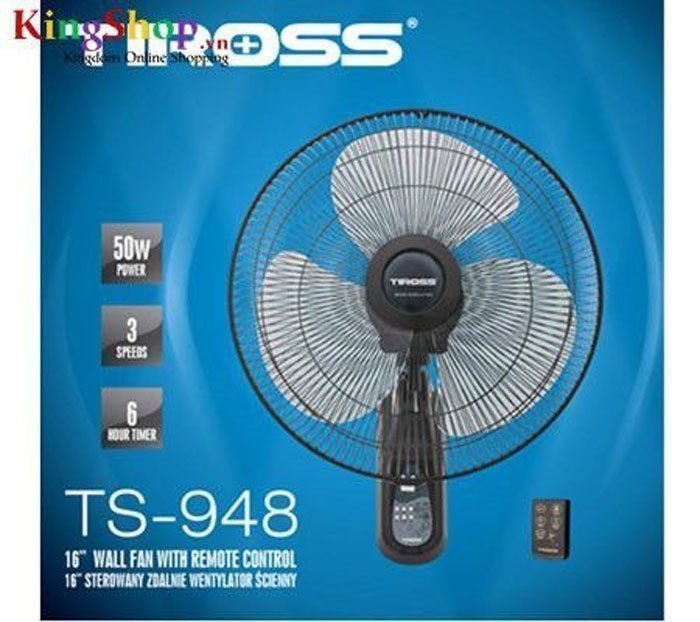 Quạt treo tường 16'' có điều khiển Tiross TS948 - Công suất 50W - Hàng chính hãng