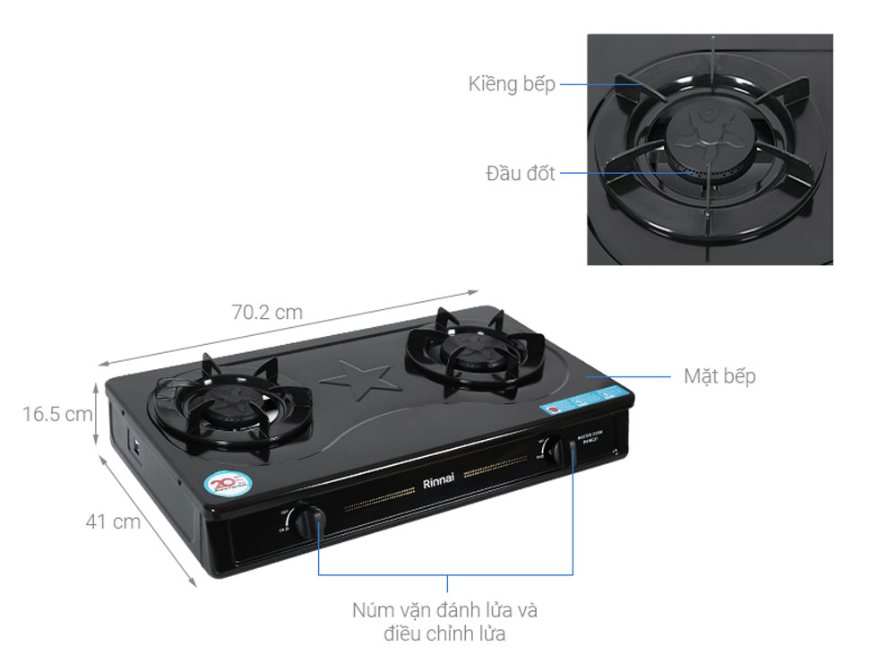 Bếp ga đôi Rinnai RV-MC27BE - Hàng chính hãng