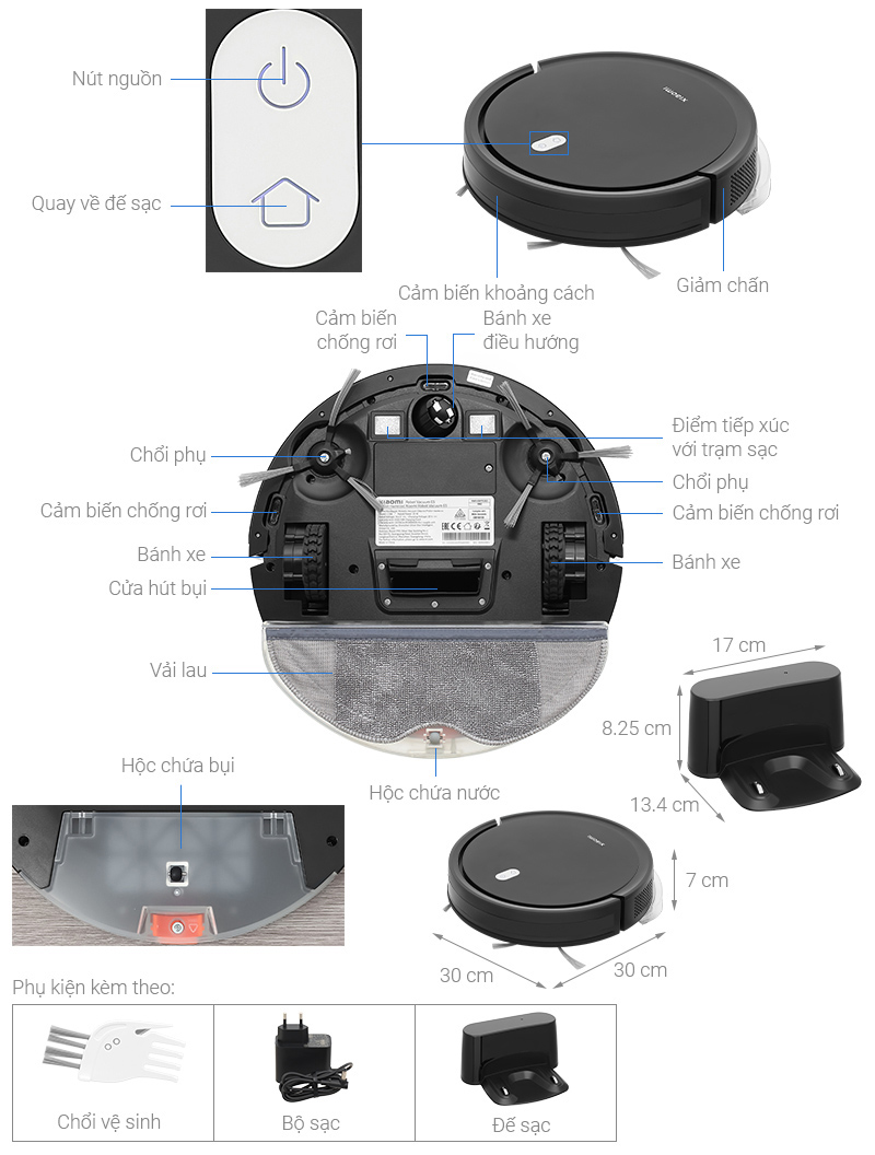 Robot hút bụi lau nhà Xiaomi Vacuum E5 - Hàng chính hãng