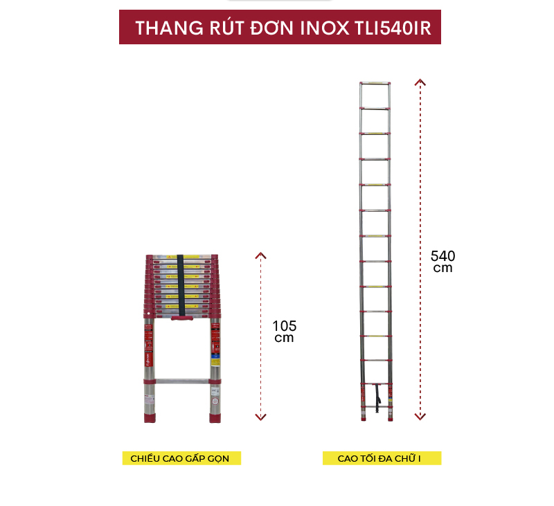 Thang inox rút gọn Fujihome TLI540IR - Hàng chính hãng