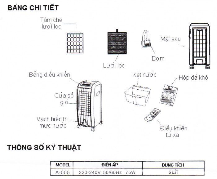 Quạt hơi nước Legend LA-005 - Hàng chính hãng