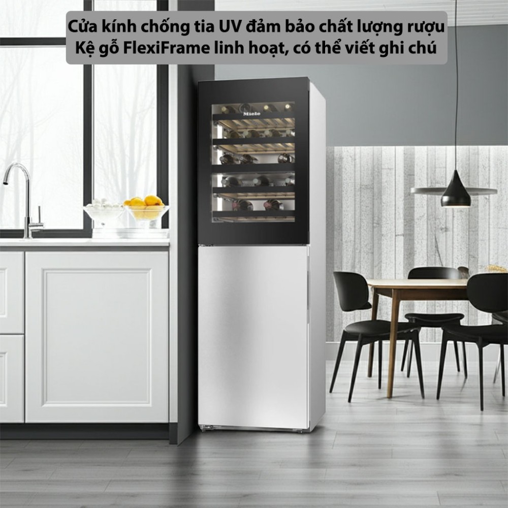 Tủ đông kết hợp tủ rượu 287 lít Miele KWNS-4784DE - Hàng chính hãng