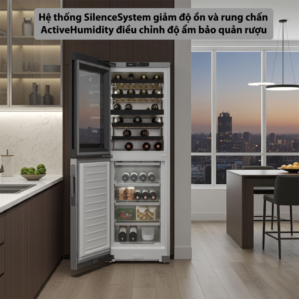 Tủ đông kết hợp tủ rượu 287 lít Miele KWNS-4784DE - Hàng chính hãng