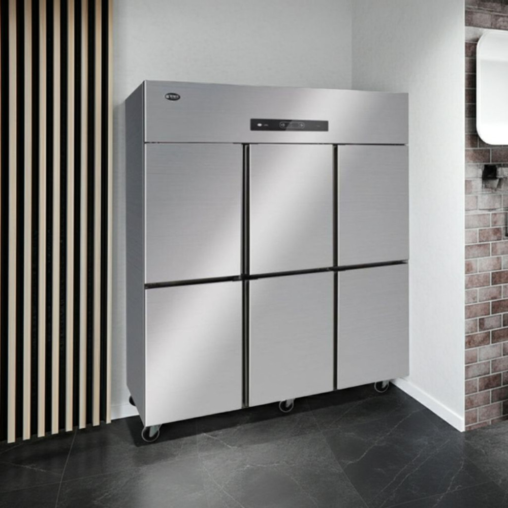 Tủ đông mát 6 cánh inox 2 ngăn lạnh trực tiếp Oucboll BCD-1800 - Hàng chính hãng