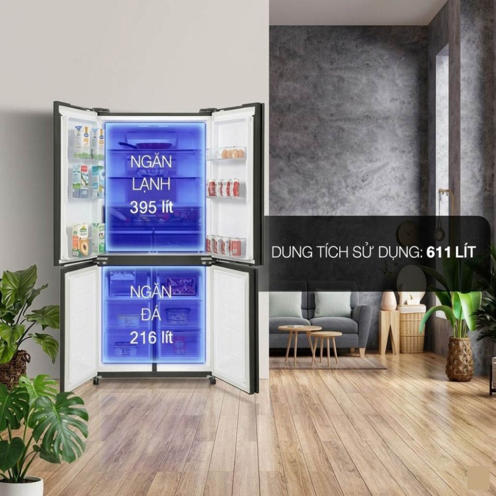 Tủ lạnh Sharp Inverter 611 lít Multi Door SJ-FXPI700VG-BK - Hàng chính hãng