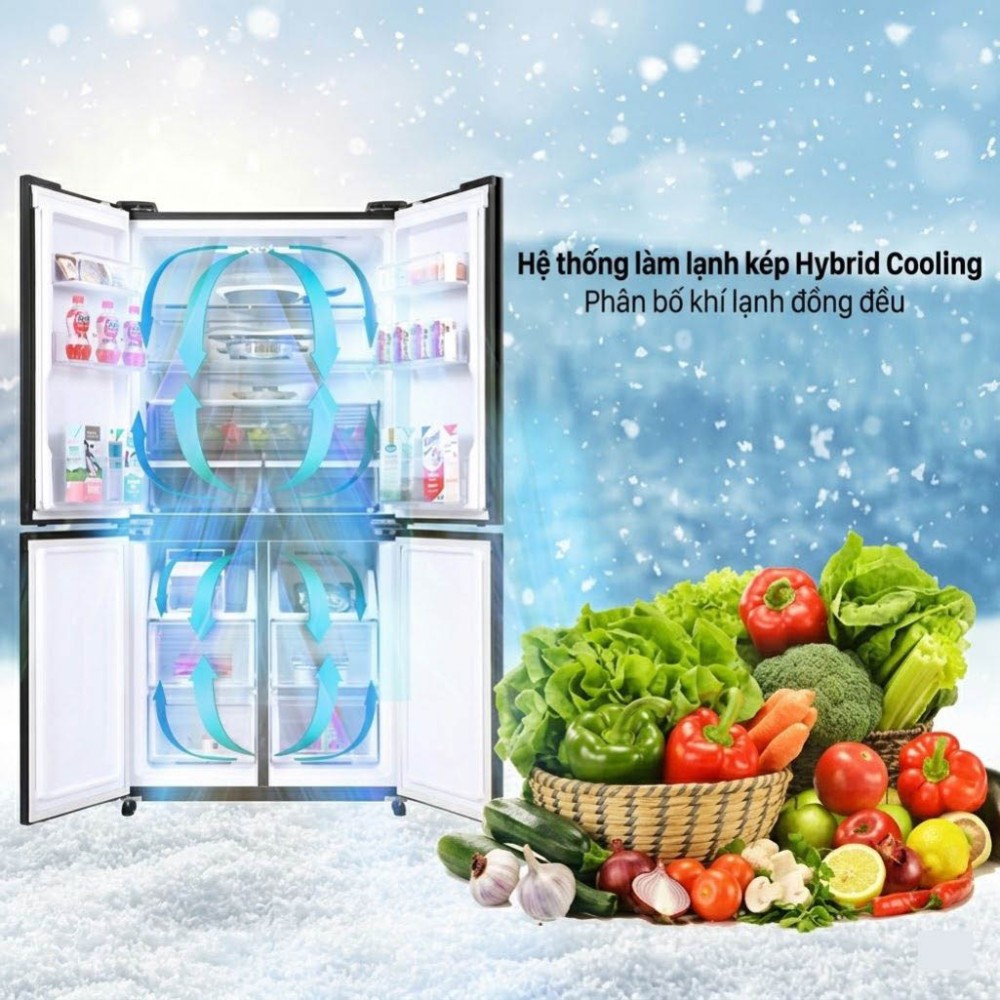 Tủ lạnh Sharp Inverter 611 lít Multi Door SJ-FXPI700VG-BK - Hàng chính hãng