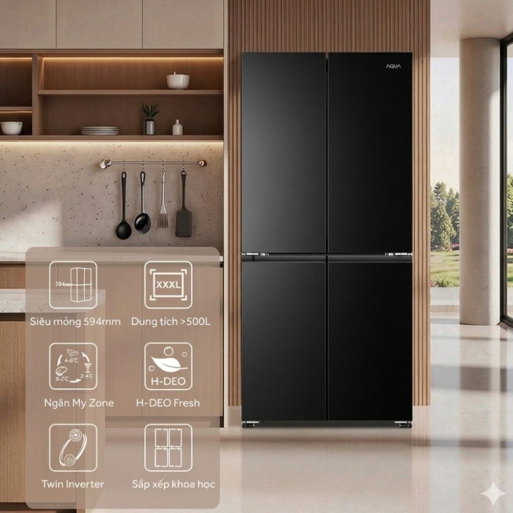 Tủ lạnh Aqua Inverter 502 lít Multi Door AQR-M570XA(FS)	 - Hàng chính hãng