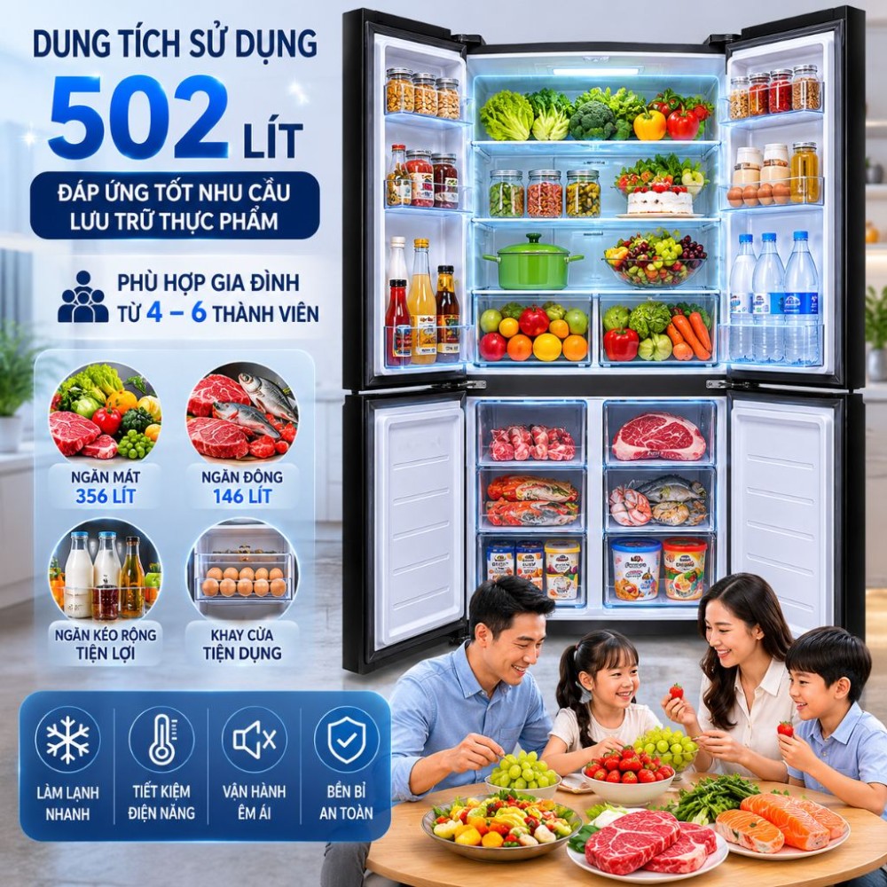 Tủ lạnh Aqua Inverter 502 lít Multi Door AQR-M570XA(FS)	 - Hàng chính hãng