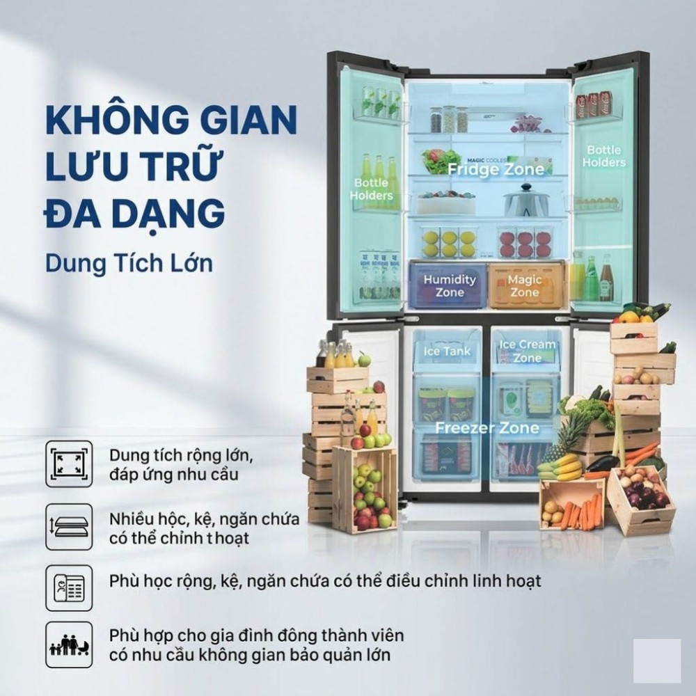 Tủ lạnh Aqua Inverter 529 Lít AQR-M600XA(GB) - Hàng chính hãng