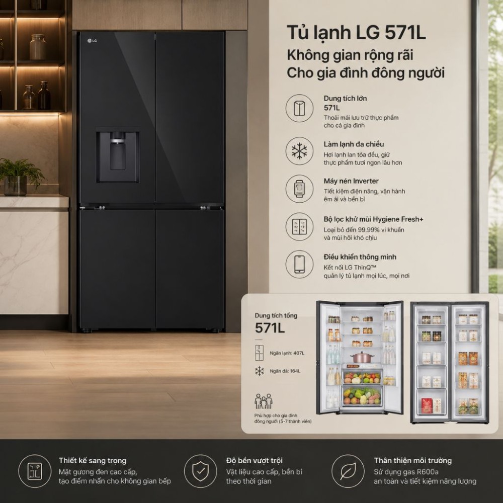 Tủ lạnh LG Inverter 571 lít F58BGD - Hàng chính hãng