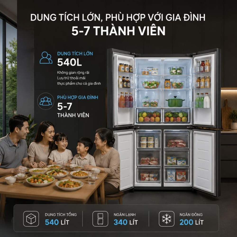Tủ lạnh Sharp Inverter 572 lít Multi Door SJ-FX650V-MK - Hàng chính hãng