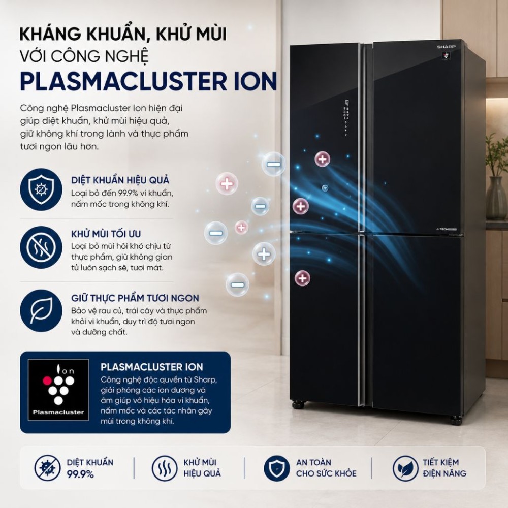 Tủ lạnh Sharp 466 lít Inverter SJ-FXP560VG-BK - Hàng chính hãng