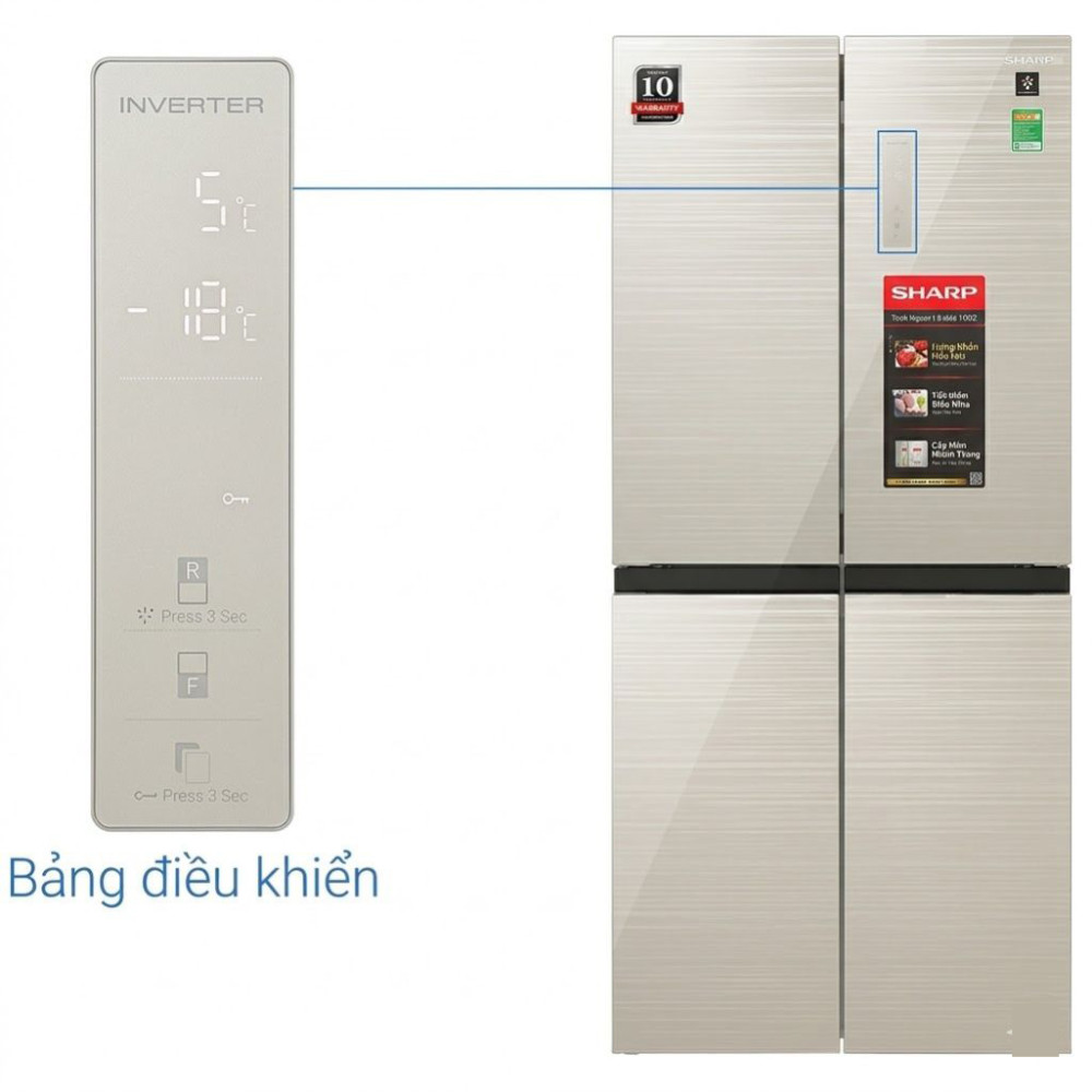 Tủ lạnh Sharp inverter Multi Door 421 lít SJ-FXP510VG-CH - Hàng chính hãng