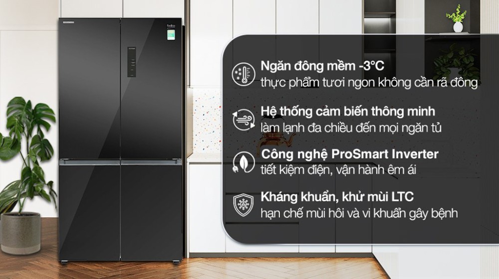 Tủ lạnh Beko Inverter 553 lít Multi Door GNO51651GBVN - Hàng chính hãng